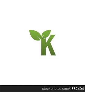 Letter K With green Leaf Symbol Logo Template
