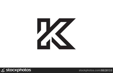 Letter k with number two logo design concept vector image