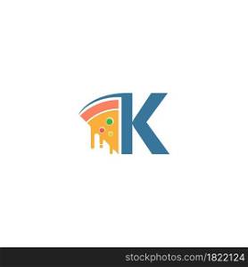 Letter K with pizza icon logo vector template