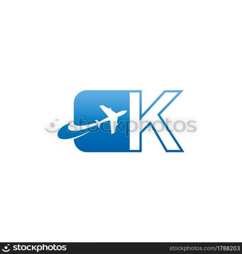 Letter K with plane logo icon design vector illustration