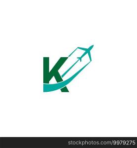 Letter K with plane logo icon design vector illustration