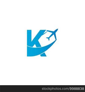 Letter K with plane logo icon design vector illustration template