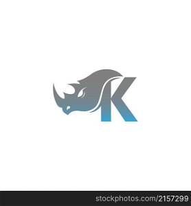 Letter K with rhino head icon logo template vector