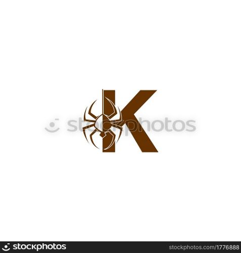 Letter K with spider icon logo design template vector