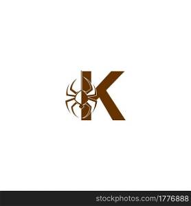 Letter K with spider icon logo design template vector