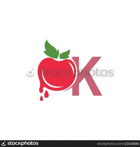 Letter K with tomato icon logo design template illustration vector