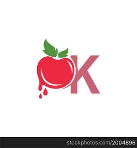 Letter K with tomato icon logo design template illustration vector
