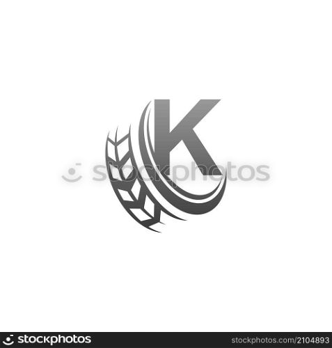 Letter K with trailing wheel icon design template illustration vector