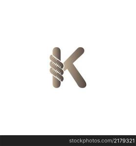 Letter K wrapped in rope icon logo design illustration vector