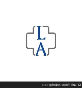 Letter L and A Medical cross vector logo design. Medical center logo. Healthcare and hospital logo. Health symbol.