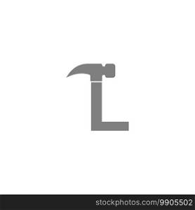 Letter L and hammer combination icon logo design vector