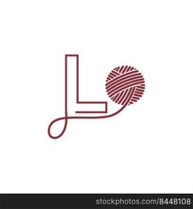 Letter L and skein of yarn icon design illustration vector