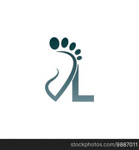 Letter L icon logo combined with footprint icon design template