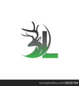 Letter L icon logo with deer illustration design vector
