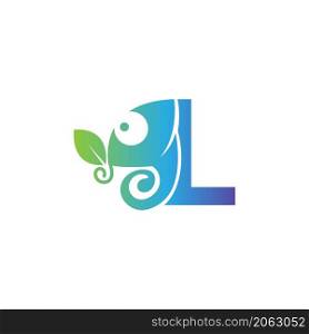 Letter L icon with chameleon logo design template vector