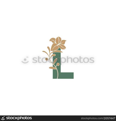 Letter L icon with lily beauty illustration template vector