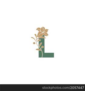 Letter L icon with lily beauty illustration template vector