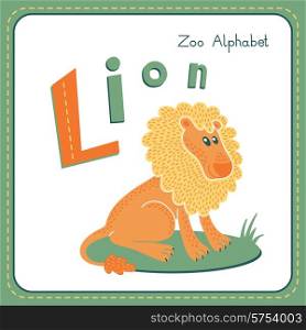 Letter L - Lion. Alphabet with cute animals. Vector illustration. Other letters from this set are available in my portfolio.