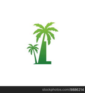 Letter L logo and  coconut tree icon design vector illustration