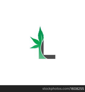 Letter L logo icon with cannabis leaf design vector illustration