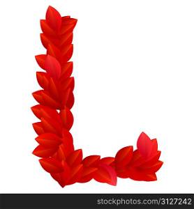 Letter L of red petals alphabet