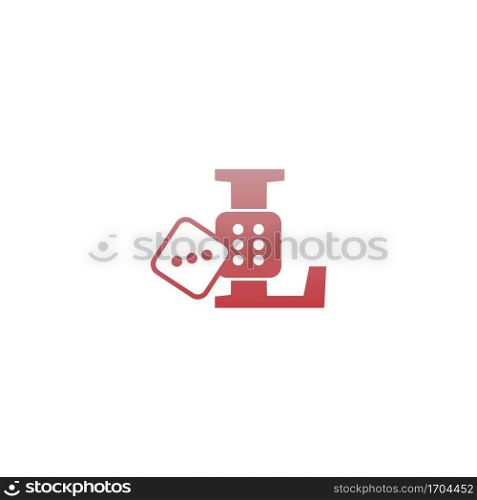 Letter L with dice two icon logo template vector