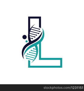 Letter L with DNA logo or symbol Template design vector