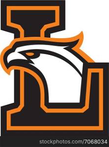 Letter L with eagle head. Great for sports logotypes and team mascots.