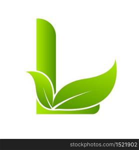 Letter l with leaf element, Ecology concept.