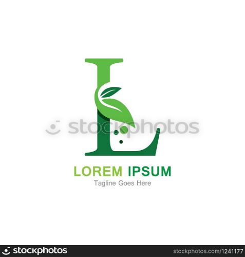 Letter L with leaf logo concept template design symbol
