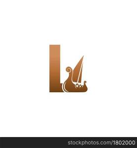 Letter L with logo icon viking sailboat design template illustration
