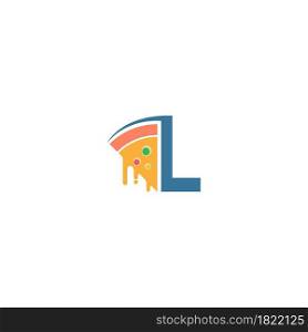 Letter L with pizza icon logo vector template