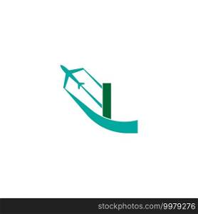Letter L with plane logo icon design vector illustration