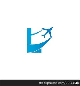 Letter L with plane logo icon design vector illustration template
