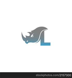 Letter L with rhino head icon logo template vector
