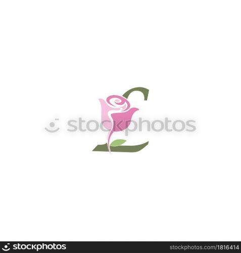 Letter L with rose icon logo vector template illustration