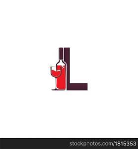 Letter L with wine bottle icon logo vector template