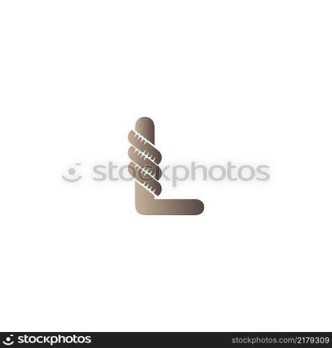 Letter L wrapped in rope icon logo design illustration vector