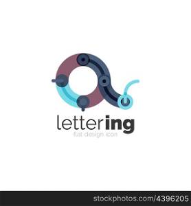 Letter logo business icon. Letter logo business linear icon on white background. Alphabet initial letters company name concept. Flat thin line segments connected to each other. Flat cartoon industrial wire or tube design of ABC typeface