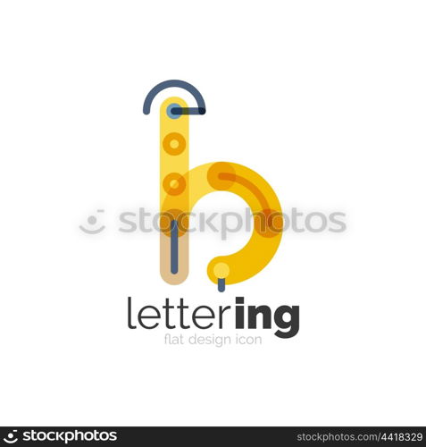 Letter logo business icon. Letter logo business linear icon on white background. Alphabet initial letters company name concept. Flat thin line segments connected to each other. Flat cartoon industrial wire or tube design of ABC typeface