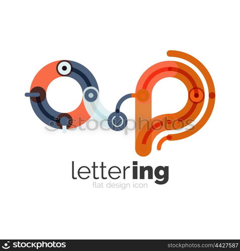 Letter logo business icon. Letter logo business linear icon on white background. Alphabet initial letters company name concept. Flat thin line segments connected to each other. Flat cartoon industrial wire or tube design of ABC typeface