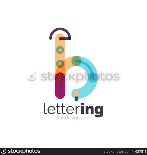 Letter logo business icon. Letter logo business linear icon on white background. Alphabet initial letters company name concept. Flat thin line segments connected to each other. Flat cartoon industrial wire or tube design of ABC typeface