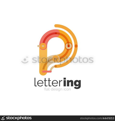 Letter logo business icon. Letter logo business linear icon on white background. Alphabet initial letters company name concept. Flat thin line segments connected to each other. Flat cartoon industrial wire or tube design of ABC typeface