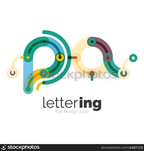 Letter logo business icon. Letter logo business linear icon on white background. Alphabet initial letters company name concept. Flat thin line segments connected to each other. Flat cartoon industrial wire or tube design of ABC typeface