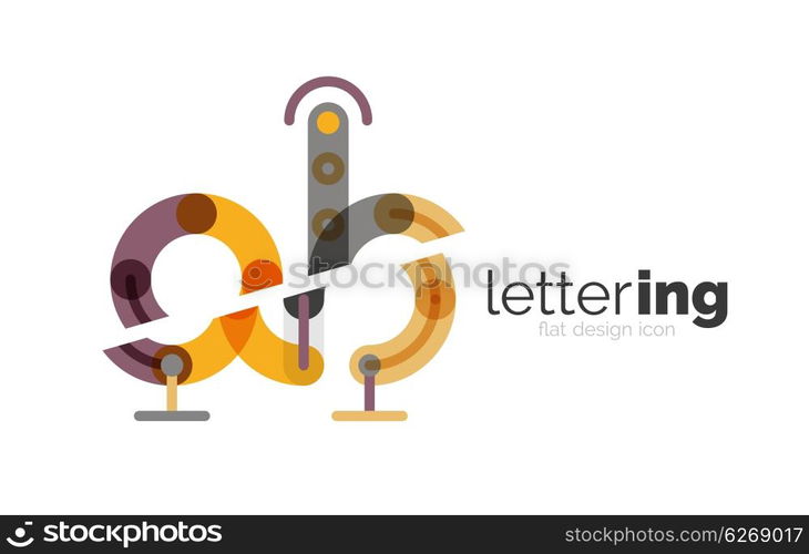 Letter logo business icon. Letter logo business linear icon on white background. Alphabet initial letters company name concept. Flat thin line segments connected to each other. Flat cartoon industrial wire or tube design of ABC typeface