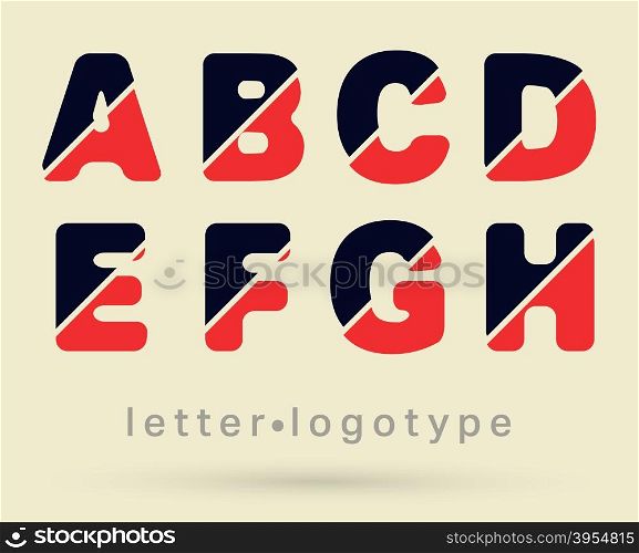 Letter logo font. Alphabet font template. Set of letters A - B - C - D - E - F - G - H logo or icon. Vector illustration.