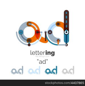 Letter logo line concept. Letter logo line concept isolated on white. Connected color segments