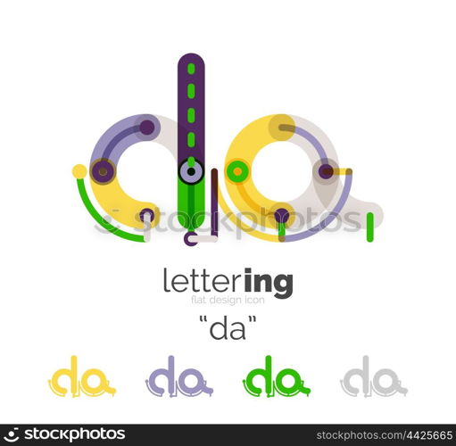 Letter logo line concept. Letter logo line concept isolated on white. Connected color segments