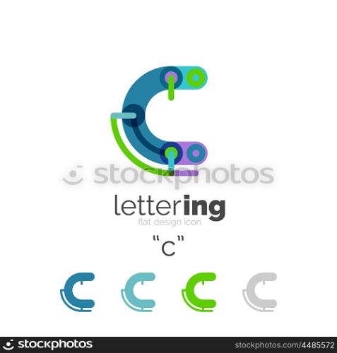 Letter logo line concept. Letter logo line concept isolated on white. Connected color segments