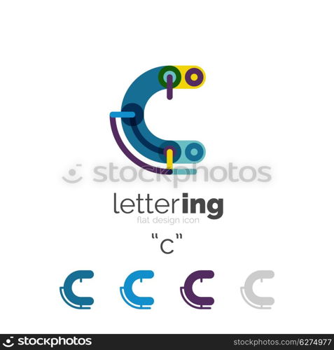 Letter logo line concept. Letter logo line concept isolated on white. Connected color segments